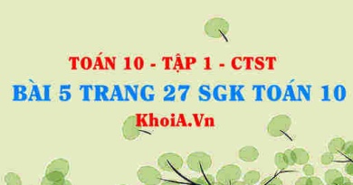 Bài 5 trang 27 SGK Toán 10 tập 1 Chân trời sáng tạo